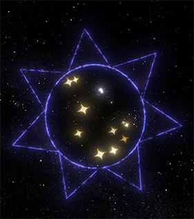 Drawing of a sun with stars in the middle