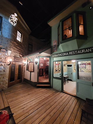 A section of the museum that shows how buildings were in the past
